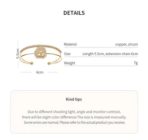 Detailed specs of zircon flower double-layer bangle with size and material information