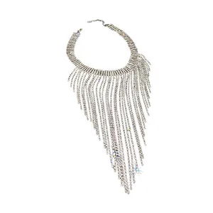 Collana a nappe multistrato con strass esagerati gioielli di tendenza da donna