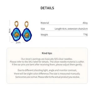 Detailed specification of stone flower earrings with 925 silver needles and alloy material.
