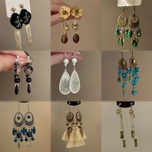 Neuer Chinesischer Stil Legierung Künstliche Perle Blumen Herz Ohrringe Vintage Strass Eingelegte Hänger Mit Silber Ohrringpfosten