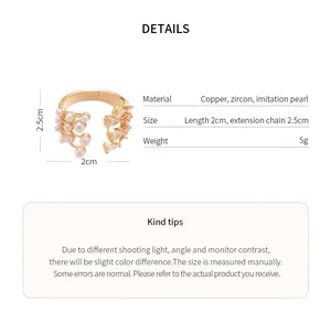 Detailed product parameters and dimensions for the zircon and pearl multi-layer open ring