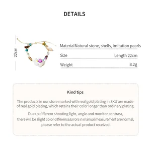 Detailed view of natural stone and shell beaded bracelet for summer vacation fashion