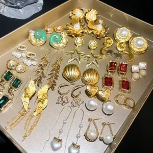 Retro Übertriebene Metall Blume Herz Blatt Ohrringe Mit Künstlichen Perlen Strass Für Damen Vintage Luxus Schmuck