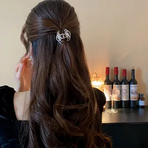 Vista dettagliata di un fermaglio per capelli in metallo argento su un'acconciatura