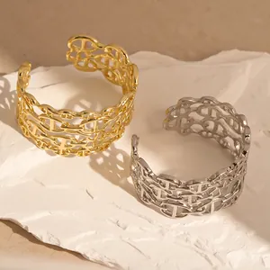 Braccialetto Rigido Multistrato a Catena d'Ancora per Uomo Donna in Lega Galvanizzata Aperto Stile Occidentale Gioielli Regalo