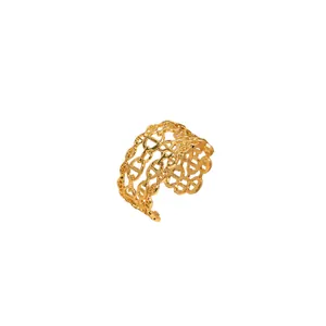 Bracciale rigido aperto dorato multistrato stile Chaine d'Ancre motivo muso di maiale