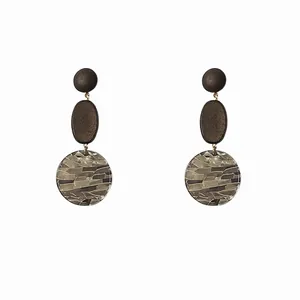 Pendientes de acrílico con colgante redondo y estampado de leopardo retro para mujer