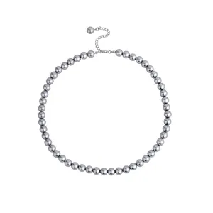 Elegant vintage silver-grey pearl necklace with adjustable extension chain for women