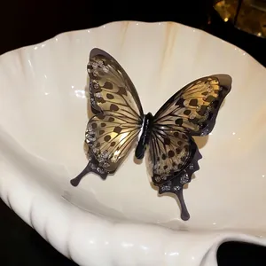 Elegant translucent brown butterfly open ring fashion statement jewelry accessory