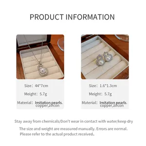 Product specifications for gourd shaped zircon and pearl necklace and earrings set jewelry guide