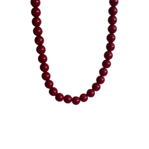 Vintage Ancora red round beaded necklace for women as elegant winter accessory