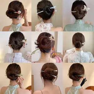 Eleganti forcine per capelli in stile neo-cinese con dettagli di fiori e farfalle