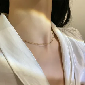 Koreanische Mode Design Künstlicher Kristall Perlenkette Champagner Gold Geometrische Kristall Perlen Fußkettchen Für Damen Schmuck
