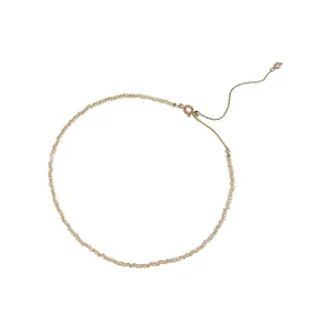 Minimalistische Halskette aus champagnerfarbenen Kristallperlen mit Goldverschluss