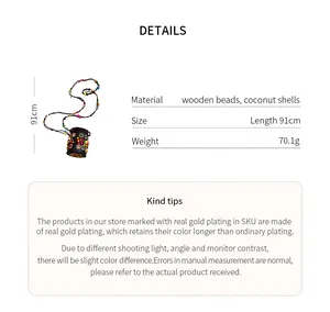 Detailed specification of Bohemian ethnic style coconut shell and wooden bead necklace