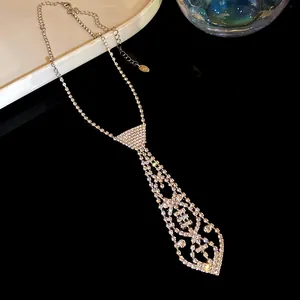 Elegant rhinestone tie tassel necklace with vintage French design and sparkling crystals
