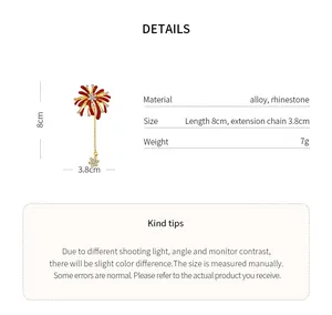 Detailed dimensions of rhinestone firework flower brooch with 8cm length and alloy material