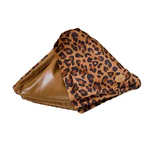 Elegant leopard print triangular hair claw clip large brown shark clip for thick hair