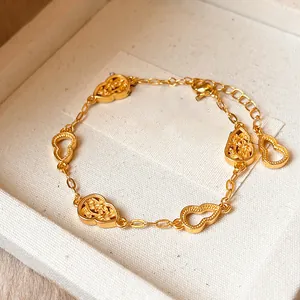 Vintage vergoldetes Filigran-Armband mit ausgehöhltem Kürbis-Design für Damen
