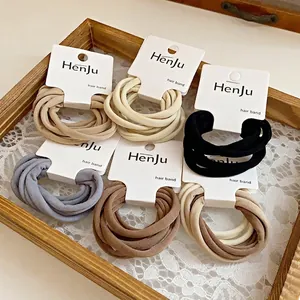 Chouchous en Tissu Couleur Unie Haute Élasticité Style Coréen Simple Bandeaux de Cheveux Basiques Accessoires de Mode Femme