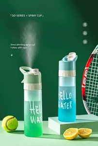 Portable mist spray water bottle for outdoor sports with gradient design