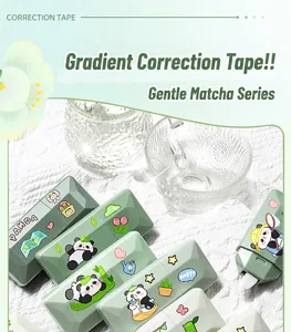 Cute panda themed correction tape set in matcha green, high capacity for student use