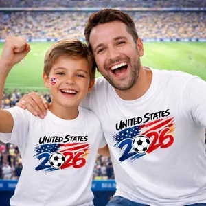 T-Shirt de Football Unisexe en Polyester Thème Coupe du Monde 2026 États-Unis Brésil France Espagne Japon Top Manches Courtes