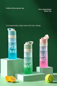 Set of three colorful gradient portable outdoor sports spray water bottles for cooling