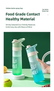 Close-up of the gradient spray water bottle detailing the spray nozzle and handle
