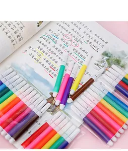 Close-up showing a set of 12-color mini washable watercolor pens for kids painting.