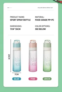 Detailed specifications of the gradient spray water bottle with 7x26cm dimensions