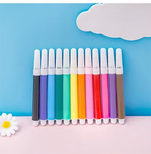 Macro view of 12-color mini washable watercolor pens set for children art drawing