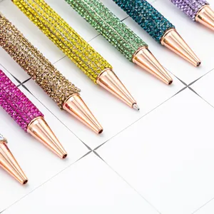 Luxurious rhinestone crystal ballpoint pens set in vibrant colors with rose gold tips