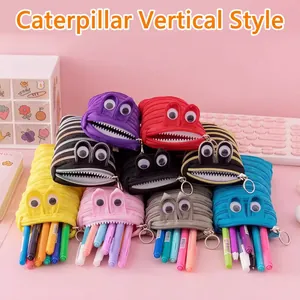 Creative monster zipper pencil cases in various colors with unique wide-open mouth design