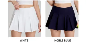 High-waisted pleated tennis skirt with cooling fabric and UV protection in white and navy.