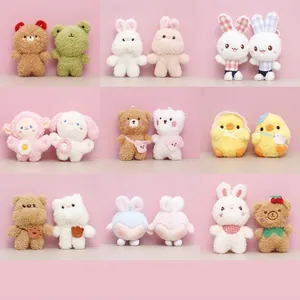 Collection of various cute mini plush animal keychain charms in a colorful 3x3 grid
