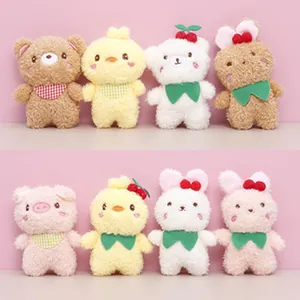 Mini plush animal keychains in various cute characters like bear, chick and bunny