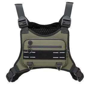 Military green multi-functional tactical chest rig bag with waterproof utility pockets