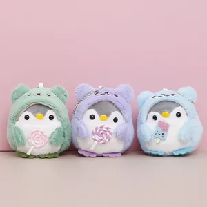 Cute Mini Penguin Plush Toy Keychain Macaron Color Candy Design Soft Animal Doll For Bag Pendant Wedding Party Gift Women Kids