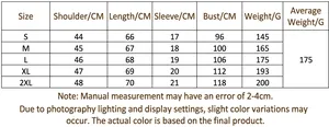 Detailed size chart for women's round neck short sleeve T-shirt with measurements