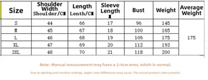 Detailed size chart for women's round neck short sleeve T-shirt with measurements