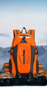 Orange 40L hiking backpack for outdoor trekking and travel with waterproof material