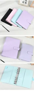Macaron PU leather 6-ring binder notebook with magnetic buckle in A5 and A6 sizes