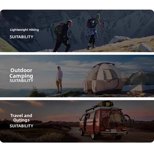 Outdoor hiking backpack shown in various travel, camping, and trekking scenarios.