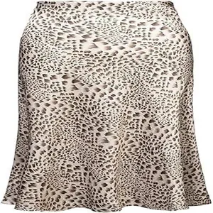 Elegant high waisted leopard print satin fishtail skirt for women's spring fashion