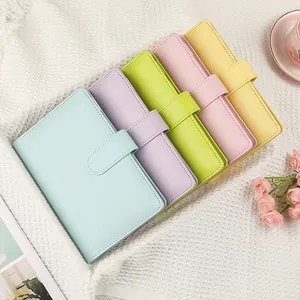 Minimalist Macaron PU Leather Loose-leaf Notebook 6 Holes Magnetic Buckle Planner Budget Sheets Zipper Bag Student Stationery Diary
