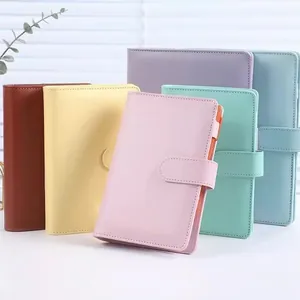 Premium A5 A6 PU leather loose-leaf notebook with magnetic buckle for student handbooks