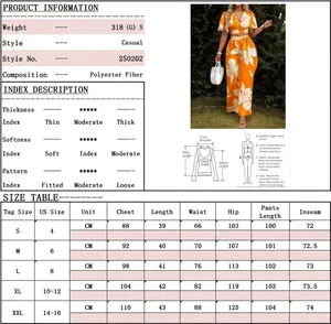 Tableau des tailles détaillé pour l'ensemble haut court tropical et pantalon large.