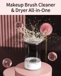 Electric makeup brush cleaner machine featuring automatic ultrasonic water splash cleaning