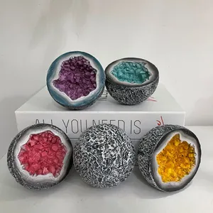 Creative resin geode candle bowls in multiple colors for home decor
